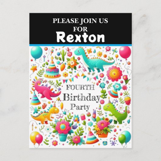 Carte Postale Cartons d'invitation pour fête d'anniversaire de d (Devant)