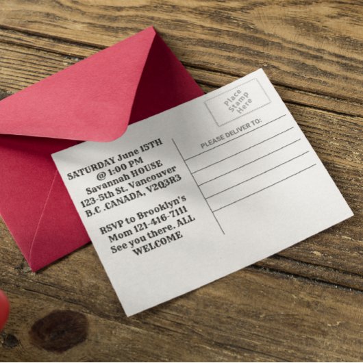 Carte Postale Cartons d'invitation pour une fête d'anniversaire