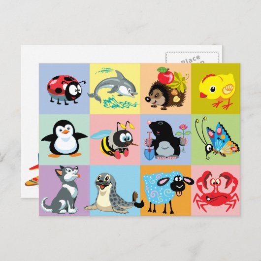 Carte Postale cartoon animals for kikids (Devant / Derrière)