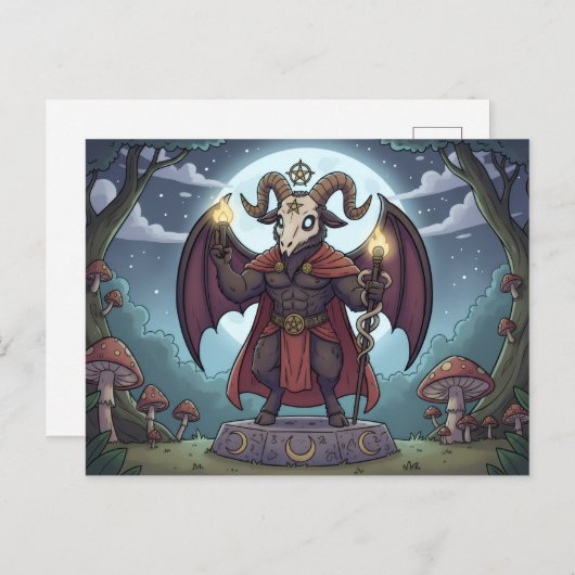 Carte Postale Cartoon Baphomet (Devant / Derrière)
