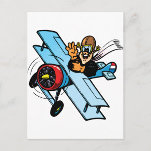 Carte Postale Cartoon Biplane