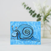Carte Postale Cartoon bleu escargot mignon (Debout devant)