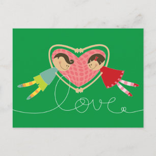 Carte Postale Cartoon Boy and Girl Loopy Love Photo Valentine