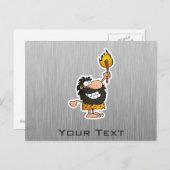 Carte Postale Cartoon Caveman; Métal-look (Devant / Derrière)