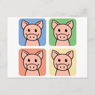 Carte Postale Cartoon Clip Art Rire Piggie Piggy Piggy Pigs!