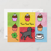 Carte Postale Cartoon Coeur Chiot Black Lab (Devant / Derrière)