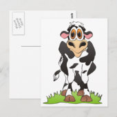 Carte Postale Cartoon Cow Holstein (Devant / Derrière)