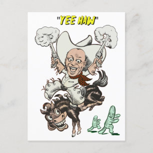 Carte Postale Cartoon cowboy tir pistolets équitation art