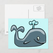 CARTE POSTALE CARTOON DE BALEINE GRIS DE BALEINE GRIS CUTE ANIMA (Devant / Derrière)