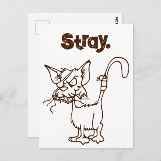 Carte Postale Cartoon de chat en pelouse dure - Attitude drôle T (Devant / Derrière)