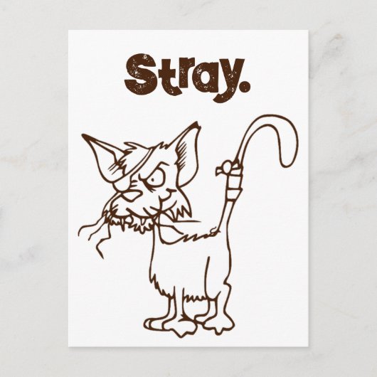 Carte Postale Cartoon de chat en pelouse dure - Attitude drôle T (Devant)