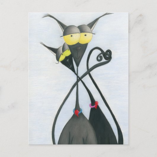 Carte Postale Cartoon de chats gris et noir (Devant)