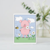 Carte Postale Cartoon de porc rose gai (Debout devant)