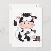 Carte Postale Cartoon de vache bébé mignon (Devant / Derrière)