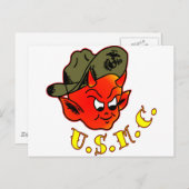 Carte Postale Cartoon Devil Marine Corps (Devant / Derrière)