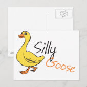 Carte Postale Cartoon d'oie de bébé d'oie de la main jaune dessi (Devant / Derrière)