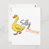 Carte Postale Cartoon d'oie de bébé d'oie de la main jaune dessi (Devant / Derrière)