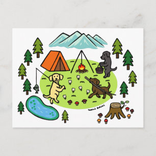 Carte Postale Cartoon du camping des Trois Labradors