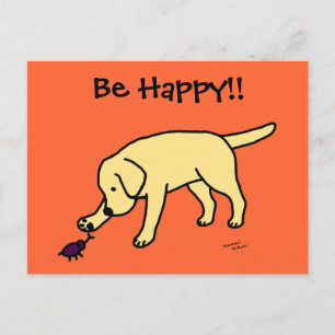 Carte Postale Cartoon du Yellow Lab, Labrador