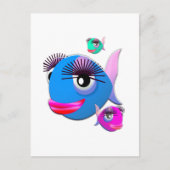 Carte Postale Cartoon Fish with BIg Lips and Eyelashes (Devant)