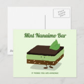 Carte Postale Cartoon Green Mint Nanaimo Bar Nourriture souriant (Devant / Derrière)