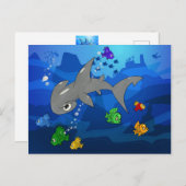 Carte Postale Cartoon Hammerhead Shark (Devant / Derrière)
