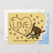 Carte Postale Cartoon Lettres de sable du Labrador au chocolat (Devant / Derrière)
