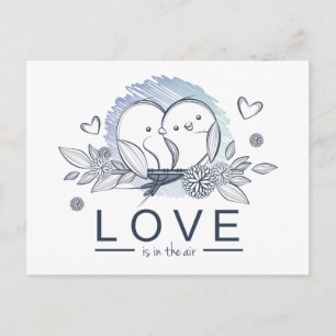 Carte Postale Cartoon Lovebirds Purple Love Mariage