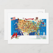 Carte Postale Cartoon Map USA (Devant / Derrière)