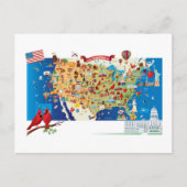 Carte Postale Cartoon Map USA (Devant)