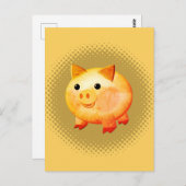 Carte Postale Cartoon mignon Bébé Peinture de porc (Devant / Derrière)