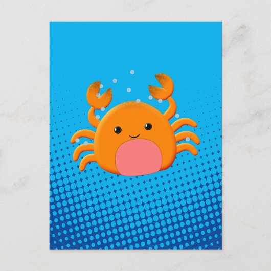 Carte Postale Cartoon mignon Crabe bleu océan (Devant)