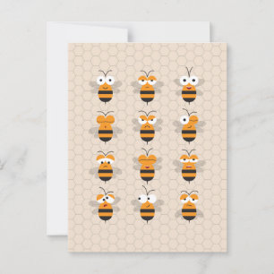 Carte Postale Cartoon mignon Miel Abeille de Miel