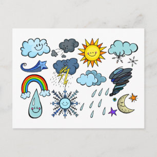 Carte Postale Cartoon mignon Sky Météo Doodons Climat saisons