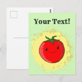 Carte Postale Cartoon mignon Tomate vert Paint Splash (Devant / Derrière)