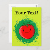 Carte Postale Cartoon mignon Tomate vert Paint Splash (Devant / Derrière)