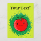 Carte Postale Cartoon mignon Tomate vert Paint Splash (Devant)