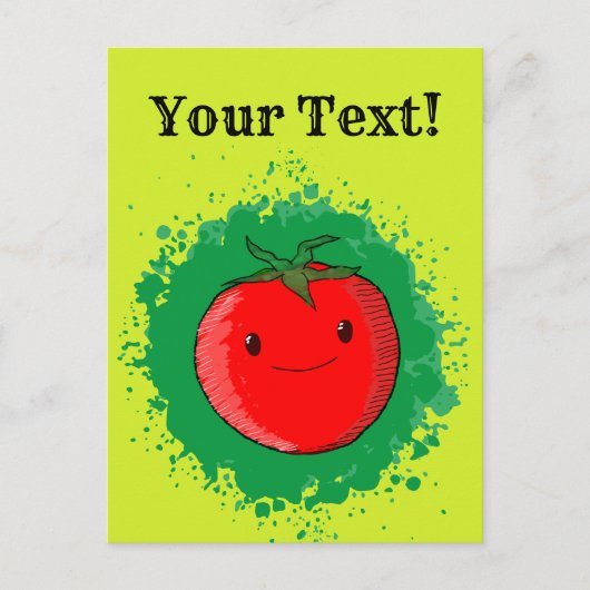 Carte Postale Cartoon mignon Tomate vert Paint Splash (Devant)