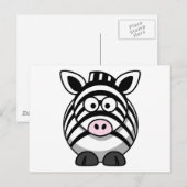 Carte Postale Cartoon mignon Zebra (Devant / Derrière)