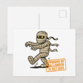 Carte Postale Cartoon Mummy - Approuvé par Halloween (Devant / Derrière)