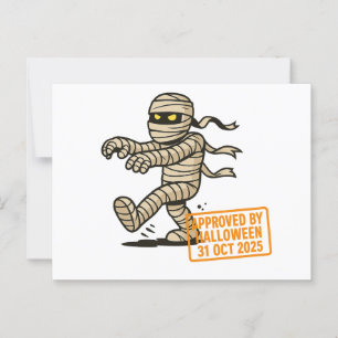 Carte Postale Cartoon Mummy - Approuvé par Halloween