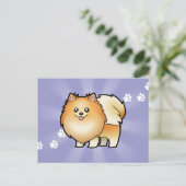 Carte Postale Cartoon Pomeranian (Debout devant)