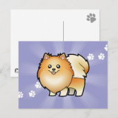 Carte Postale Cartoon Pomeranian (Devant / Derrière)