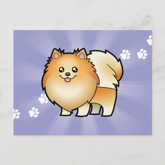 Carte Postale Cartoon Pomeranian (Devant)