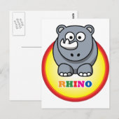 Carte Postale Cartoon Rhino (Devant / Derrière)