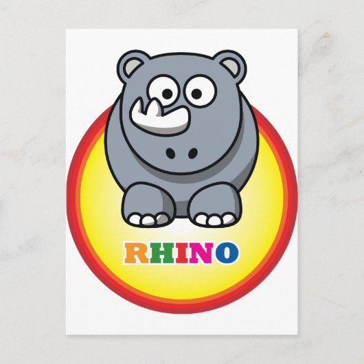 Carte Postale Cartoon Rhino (Devant)