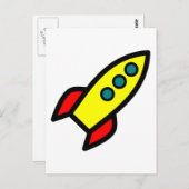 Carte Postale Cartoon Rocket Ship (Devant / Derrière)
