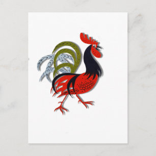 Carte Postale Cartoon Rooster Personnaliser Animée Rouge