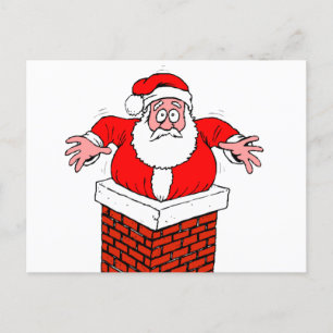 Carte Postale cartoon Santa Claus got stuck in the chimney