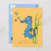 Carte postale Cartoon Seahorse Cute Fish (Devant / Derrière)